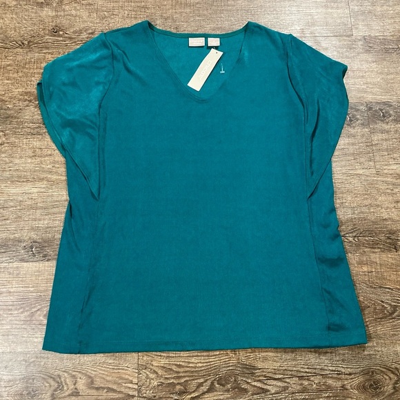 Chico's Tops - Chico’s Traveler Top V Neck Flutter Sleeve Tapestry Teal Size 2